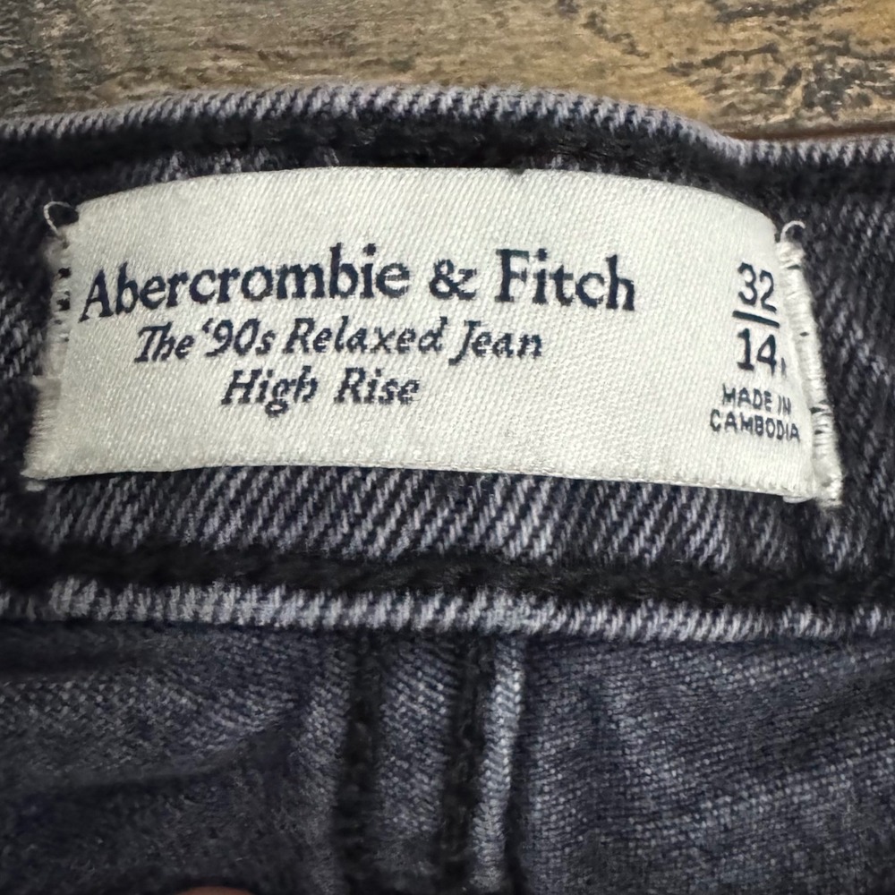 Abercrombie & Fitch 90s Relaxed Jeans Womens 32 14 High Rise Wide Leg Black - Picture 3 of 6